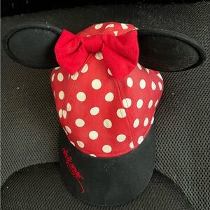 Disney Red & Black Minnie Mouse Polka Dot Ear Hat with Bow